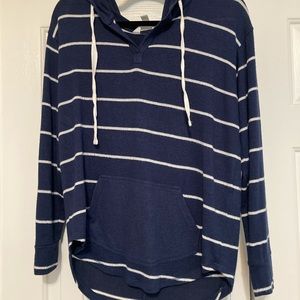 Market and Spruce Hoodie Pullover Navy and White Stripe